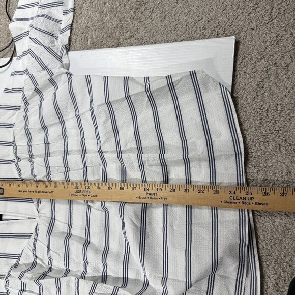 Anthropologie Harshman Elexis Tunic Shirt Small Navy Stripes Cotton Minimalist - Picture 11 of 11